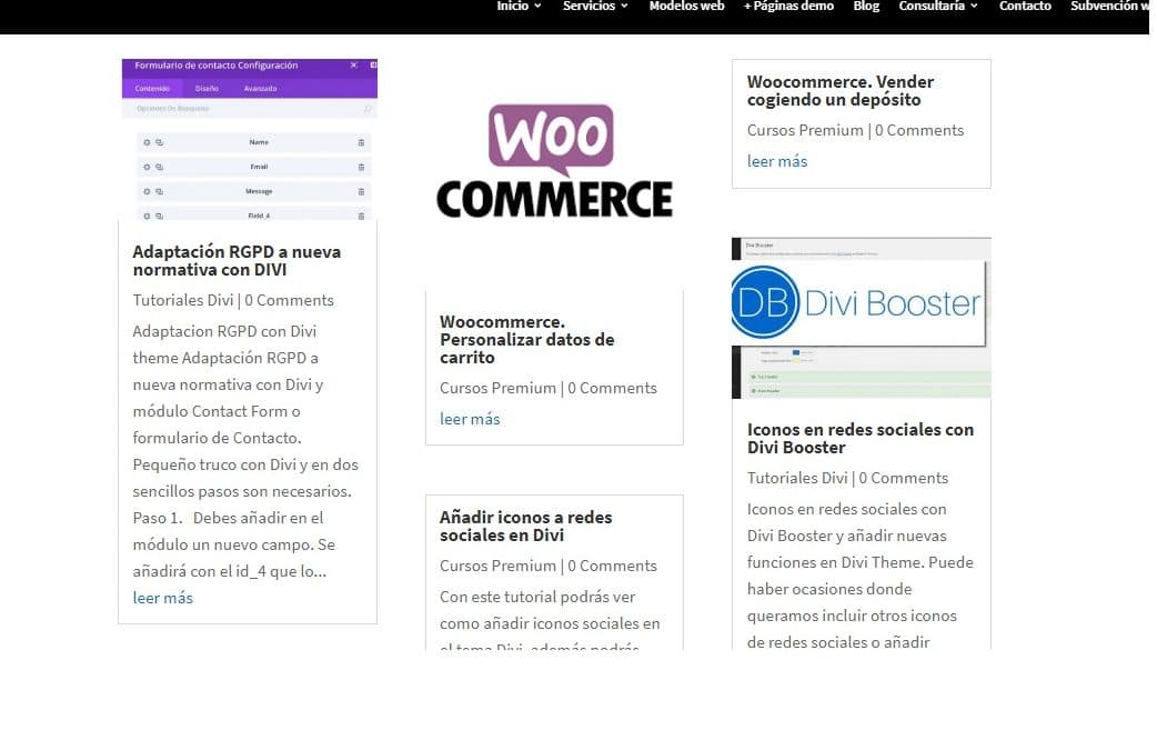 Igualar alturas en secciones de blog Divi Theme