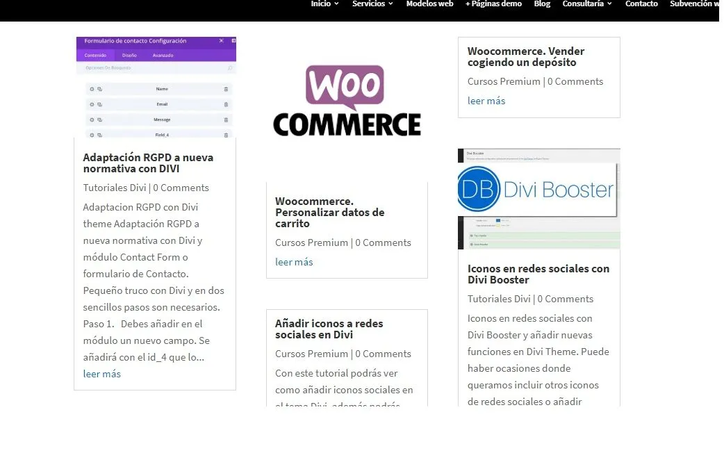 Igualar alturas en secciones de blog Divi Theme