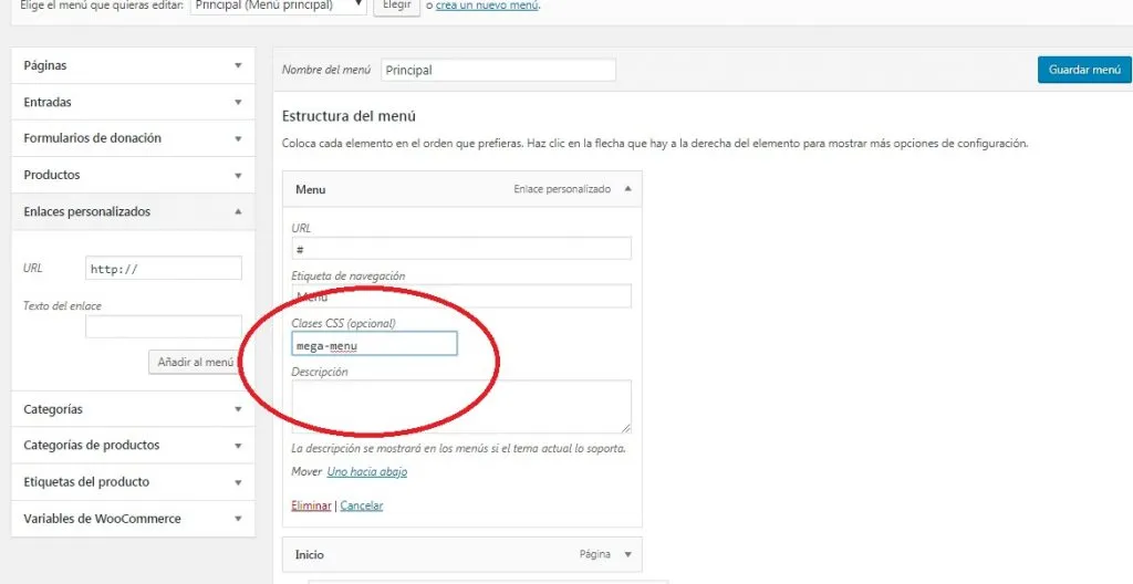 Crear mega menu Divi