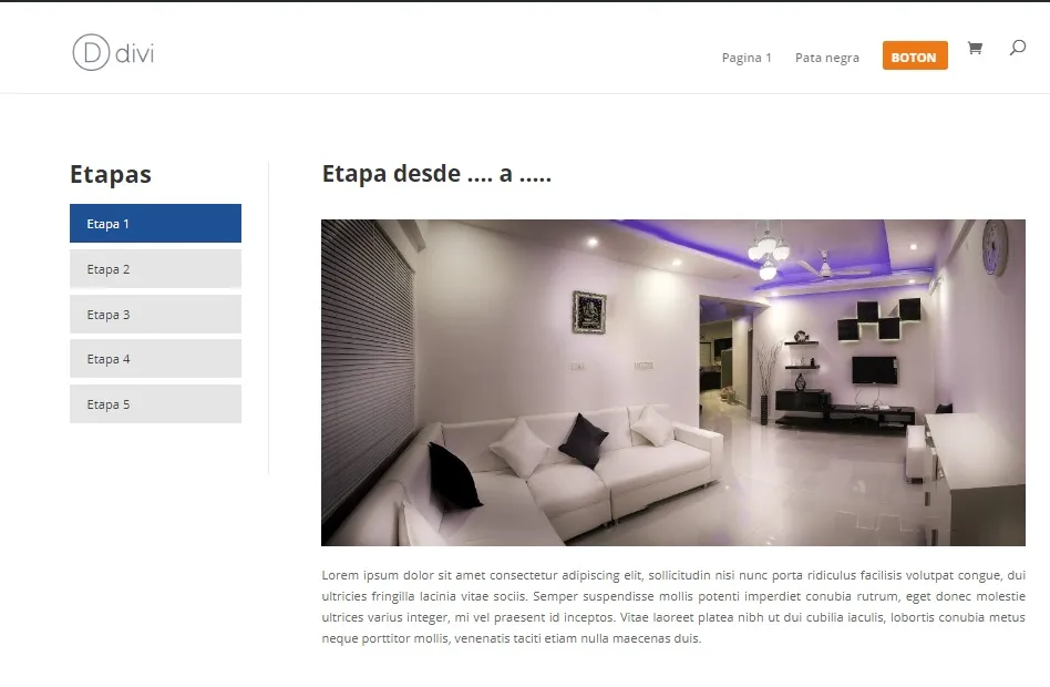 Menu Lateral Divi con Paginas